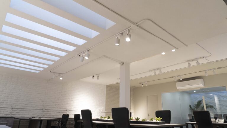 Open office hall with natural skylight in underground Tehran project