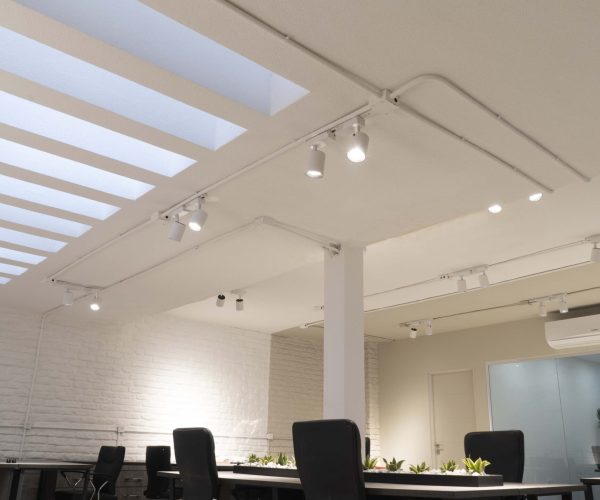 Open office hall with natural skylight in underground Tehran project